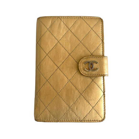CHANEL Handbags - Chanel gold quilted lambskin leather bifold wallet authentic with COA